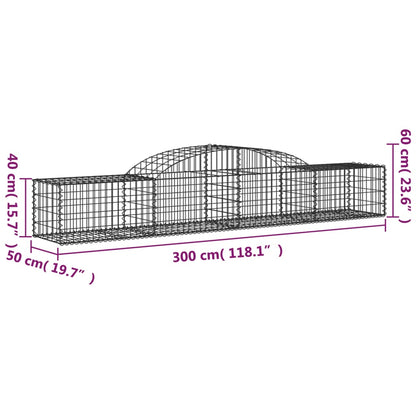Arched Gabion Baskets 10 pcs 300x50x40/60 cm Galvanised Iron