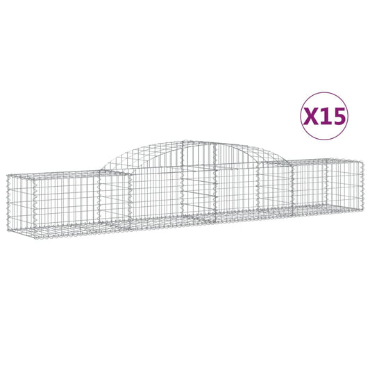 Arched Gabion Baskets 15 pcs 300x50x40/60 cm Galvanised Iron