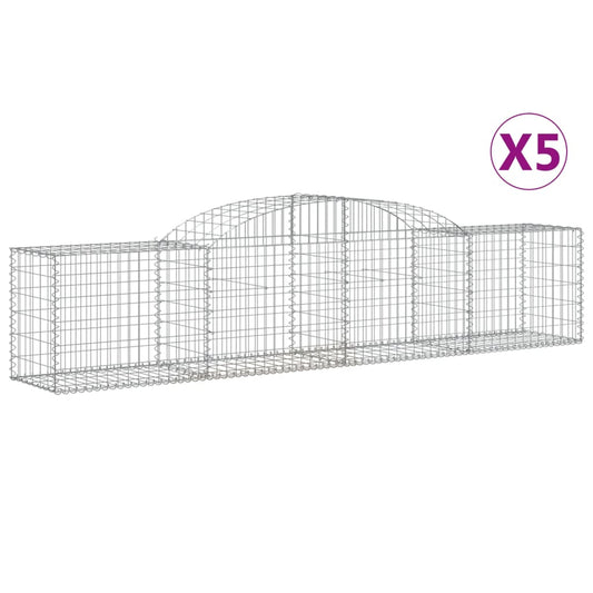 Arched Gabion Baskets 5 pcs 300x50x60/80 cm Galvanised Iron