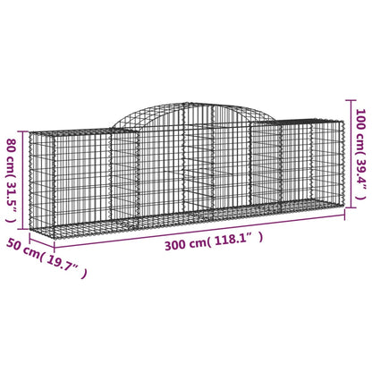 Arched Gabion Baskets 3 pcs 300x50x80/100 cm Galvanised Iron