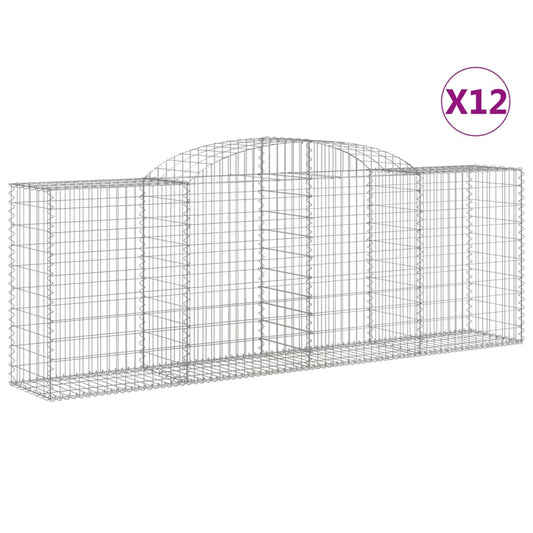Arched Gabion Baskets 12 pcs 300x50x100/120 cm Galvanised Iron