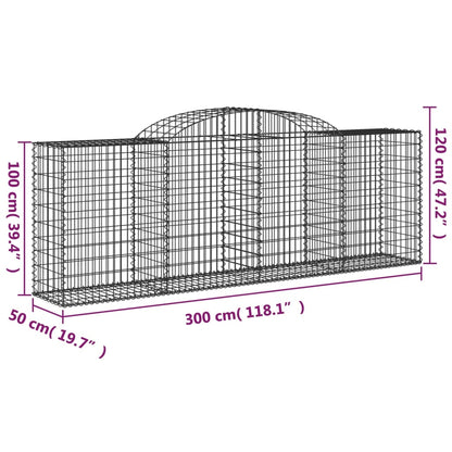 Arched Gabion Baskets 13 pcs 300x50x100/120 cm Galvanised Iron