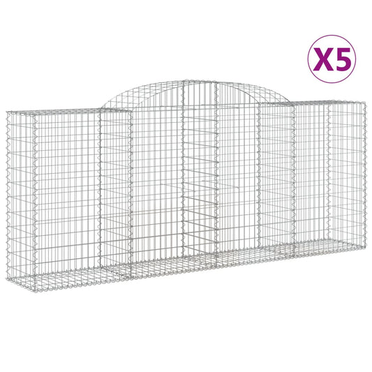 Arched Gabion Baskets 5 pcs 300x50x120/140 cm Galvanised Iron
