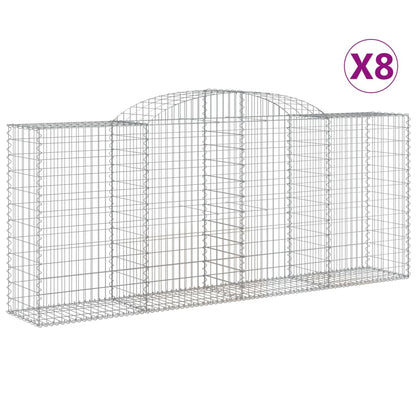 Arched Gabion Baskets 8 pcs 300x50x120/140 cm Galvanised Iron
