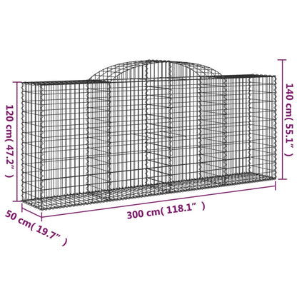 Arched Gabion Baskets 8 pcs 300x50x120/140 cm Galvanised Iron