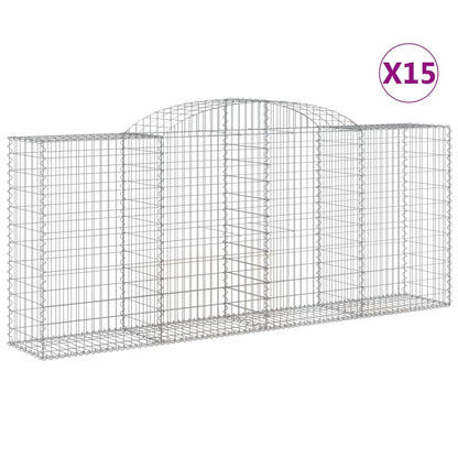 Arched Gabion Baskets 15 pcs 300x50x120/140 cm Galvanised Iron