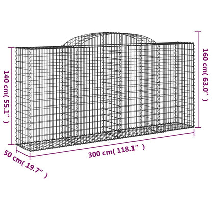 Arched Gabion Baskets 2 pcs 300x50x140/160 cm Galvanised Iron