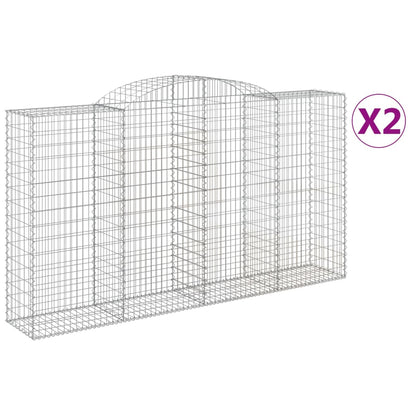 Arched Gabion Baskets 2 pcs 300x50x160/180 cm Galvanised Iron