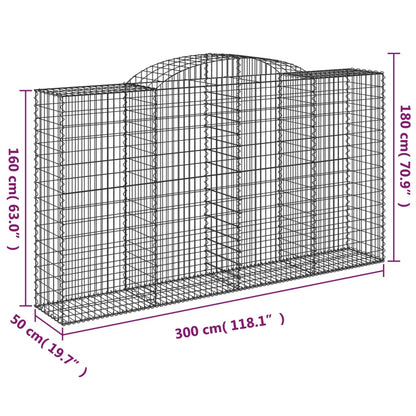 Arched Gabion Baskets 9 pcs 300x50x160/180 cm Galvanised Iron
