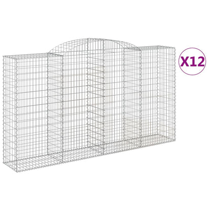 Arched Gabion Baskets 12 pcs 300x50x160/180 cm Galvanised Iron