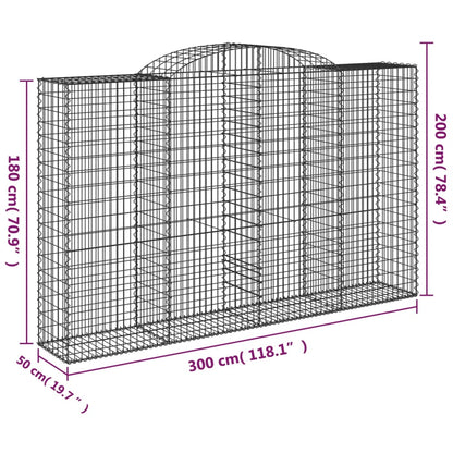 Arched Gabion Baskets 3 pcs 300x50x180/200 cm Galvanised Iron