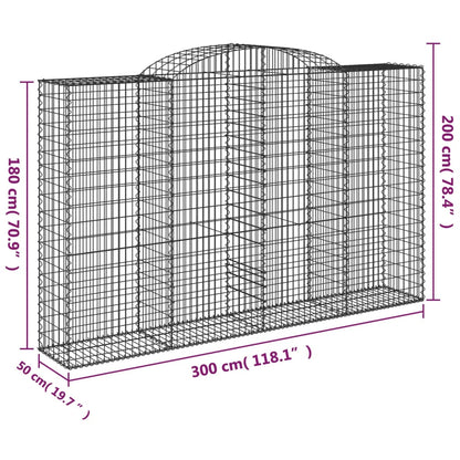 Arched Gabion Baskets 8 pcs 300x50x180/200 cm Galvanised Iron