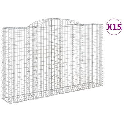 Arched Gabion Baskets 15 pcs 300x50x180/200 cm Galvanised Iron
