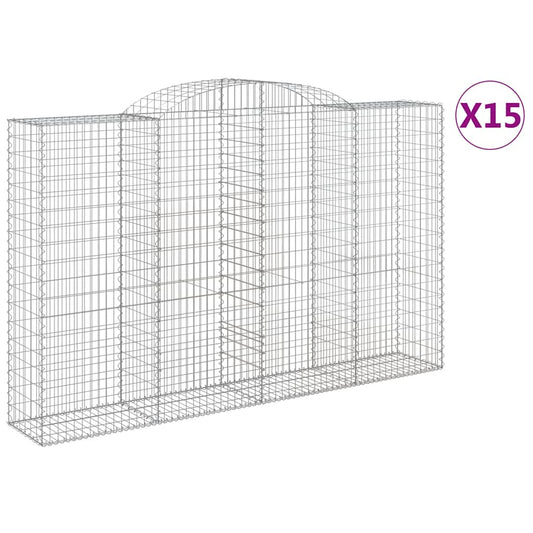 Arched Gabion Baskets 15 pcs 300x50x180/200 cm Galvanised Iron