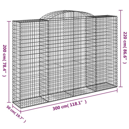 Arched Gabion Baskets 7 pcs 300x50x200/220 cm Galvanised Iron