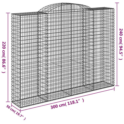 Arched Gabion Baskets 4 pcs 300x50x220/240 cm Galvanised Iron