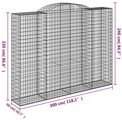 Arched Gabion Baskets 5 pcs 300x50x220/240 cm Galvanised Iron