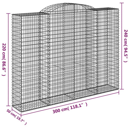 Arched Gabion Baskets 7 pcs 300x50x220/240 cm Galvanised Iron