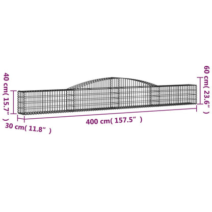 Arched Gabion Baskets 2 pcs 400x30x40/60 cm Galvanised Iron