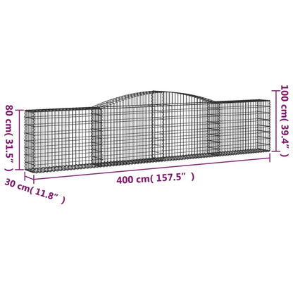Arched Gabion Baskets 4 pcs 400x30x80/100 cm Galvanised Iron