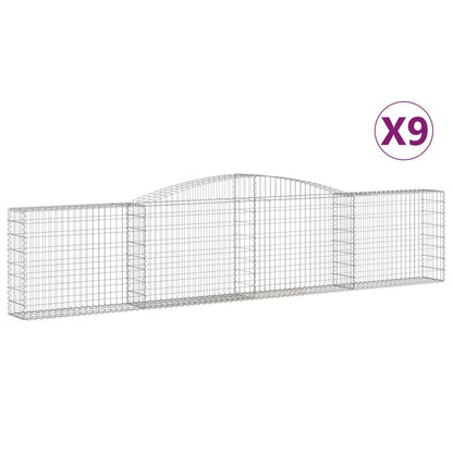Arched Gabion Baskets 9 pcs 400x30x80/100 cm Galvanised Iron