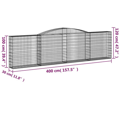 Arched Gabion Baskets 9 pcs 400x30x100/120 cm Galvanised Iron