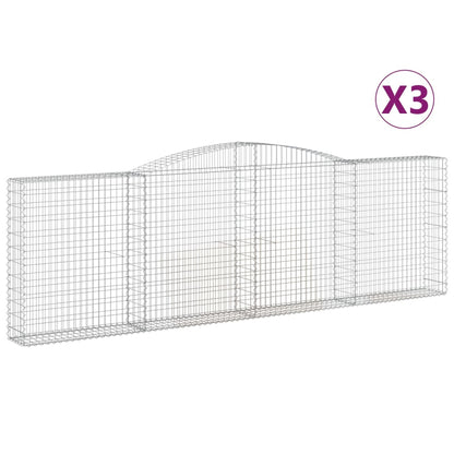 Arched Gabion Baskets 3 pcs 400x30x120/140 cm Galvanised Iron