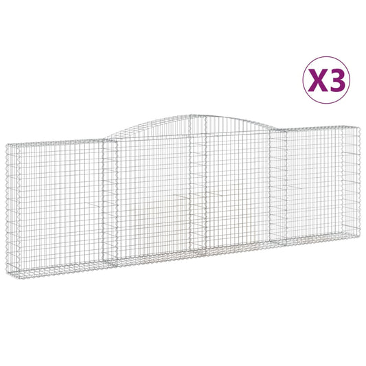 Arched Gabion Baskets 3 pcs 400x30x120/140 cm Galvanised Iron