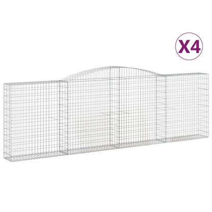 Arched Gabion Baskets 4 pcs 400x30x120/140 cm Galvanised Iron