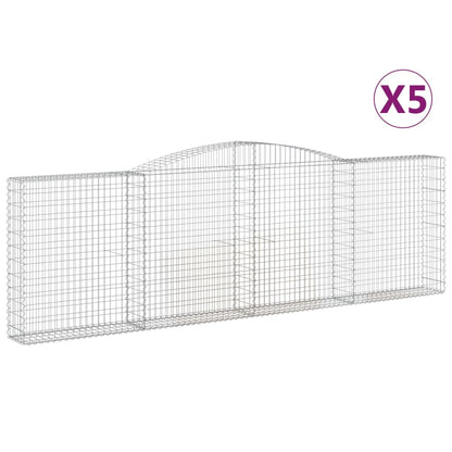 Arched Gabion Baskets 5 pcs 400x30x120/140 cm Galvanised Iron