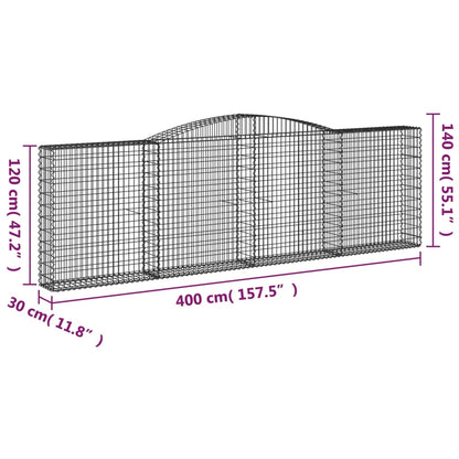 Arched Gabion Baskets 5 pcs 400x30x120/140 cm Galvanised Iron