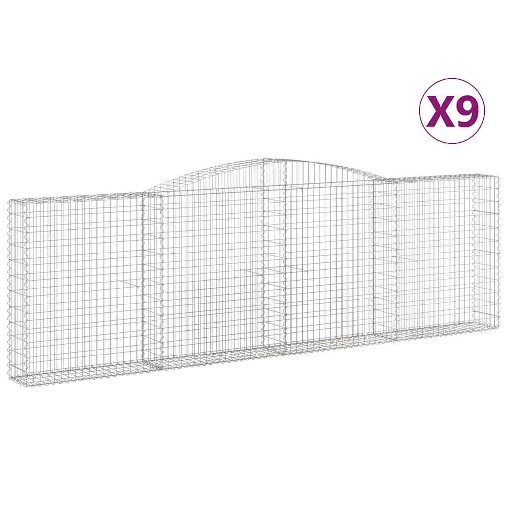 Arched Gabion Baskets 9 pcs 400x30x120/140 cm Galvanised Iron