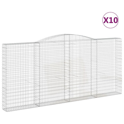 Arched Gabion Baskets 10 pcs 400x30x180/200 cm Galvanised Iron