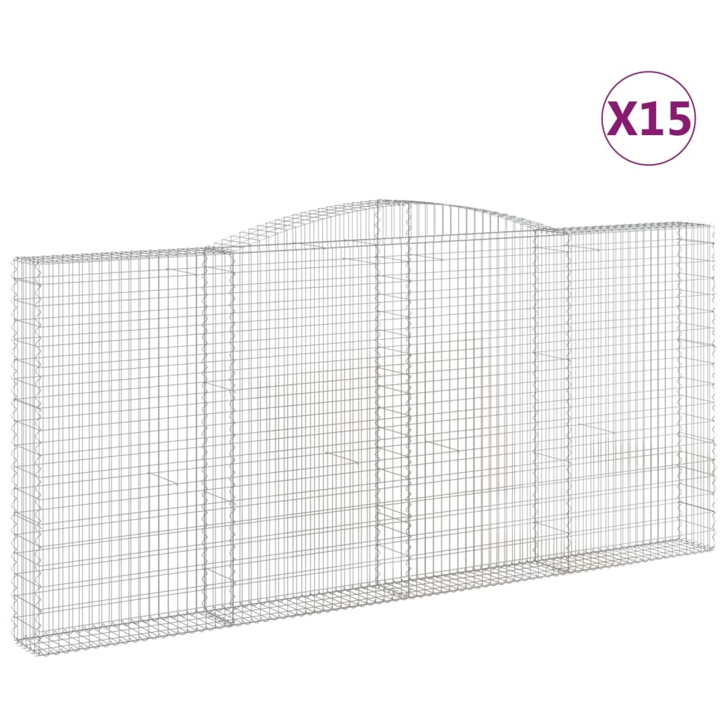 Arched Gabion Baskets 15 pcs 400x30x180/200 cm Galvanised Iron
