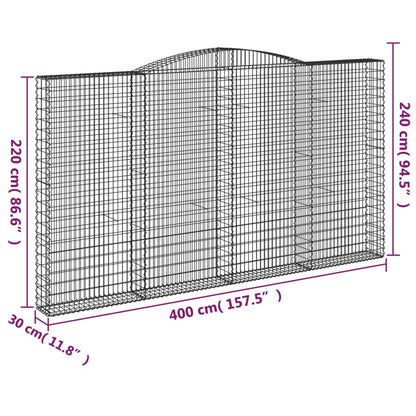 Arched Gabion Baskets 4 pcs 400x30x220/240 cm Galvanised Iron