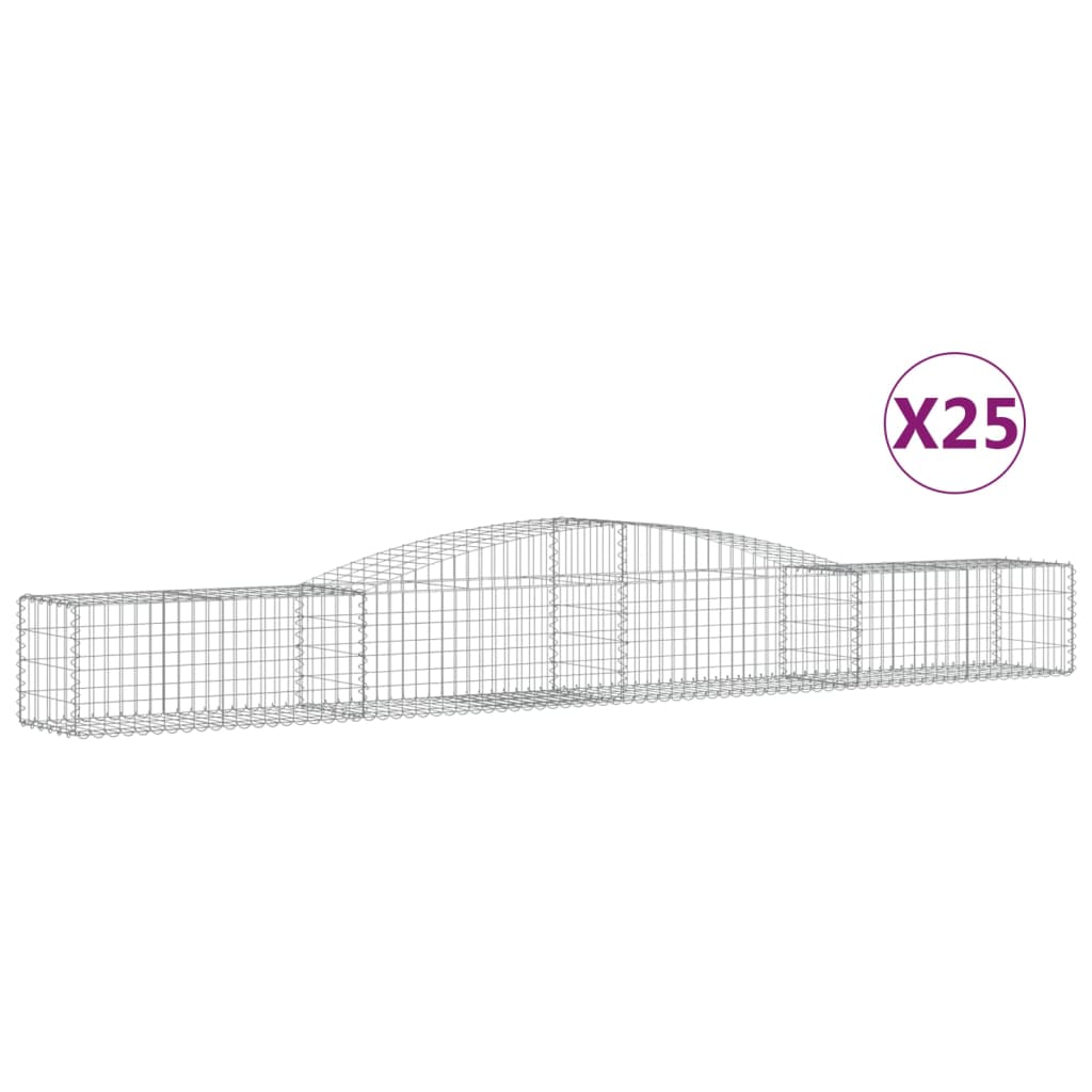 Arched Gabion Baskets 25 pcs 400x50x40/60 cm Galvanised Iron