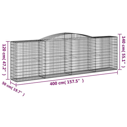 Arched Gabion Baskets 6 pcs 400x50x120/140 cm Galvanised Iron