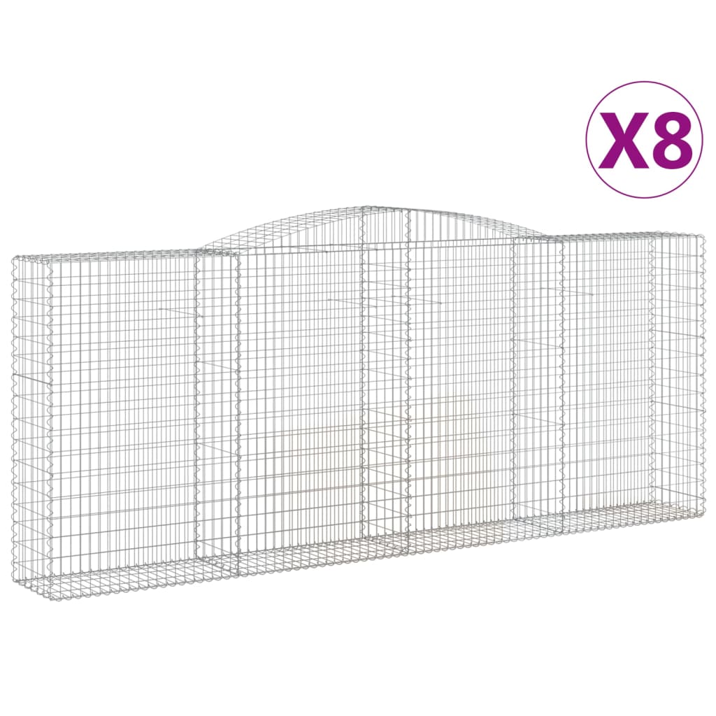 Arched Gabion Baskets 8 pcs 400x50x160/180 cm Galvanised Iron