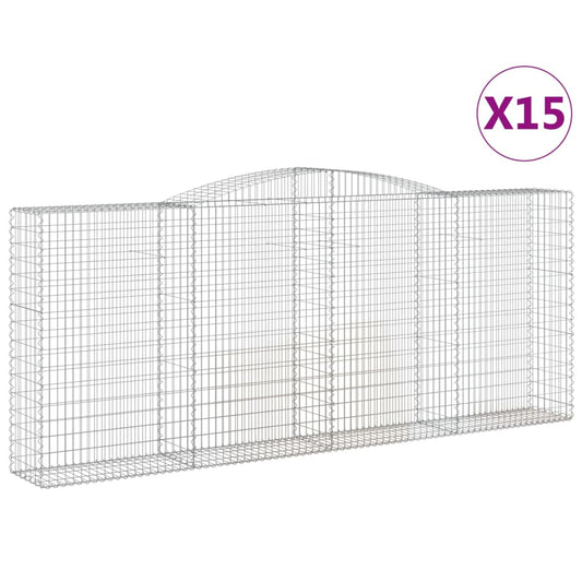 Arched Gabion Baskets 15 pcs 400x50x160/180 cm Galvanised Iron