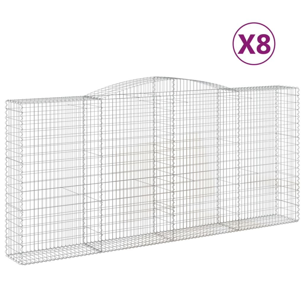Arched Gabion Baskets 8 pcs 400x50x180/200 cm Galvanised Iron