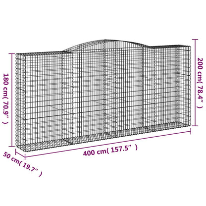 Arched Gabion Baskets 10 pcs 400x50x180/200 cm Galvanised Iron