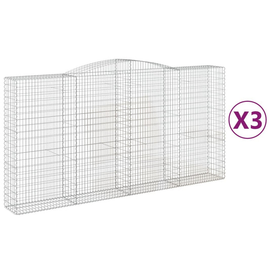 Arched Gabion Baskets 3 pcs 400x50x200/220 cm Galvanised Iron