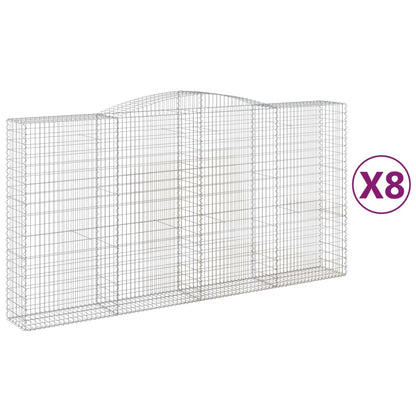 Arched Gabion Baskets 8 pcs 400x50x200/220 cm Galvanised Iron