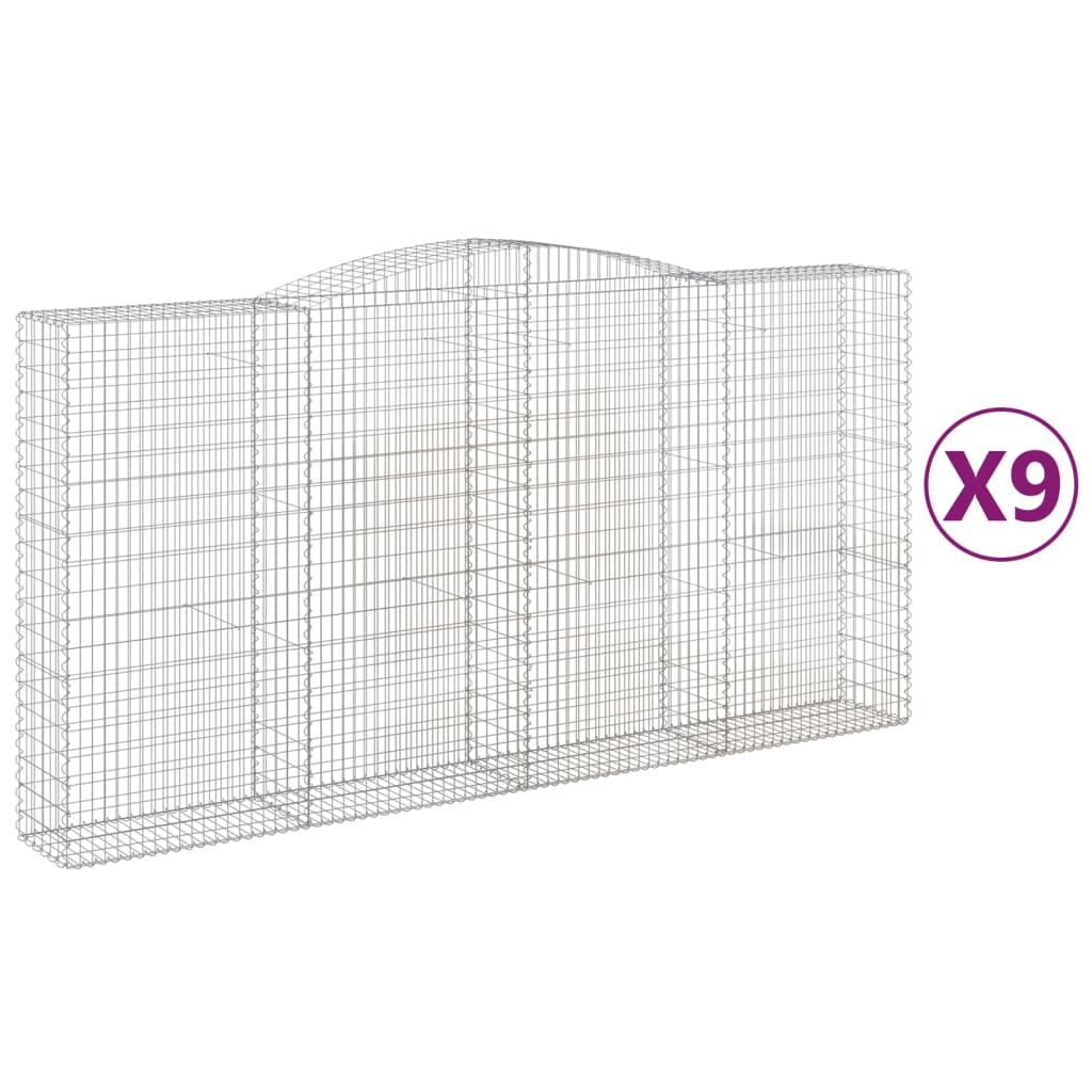 Arched Gabion Baskets 9 pcs 400x50x200/220 cm Galvanised Iron