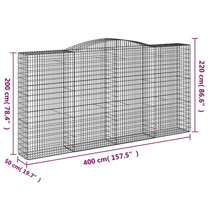 Arched Gabion Baskets 10 pcs 400x50x200/220 cm Galvanised Iron