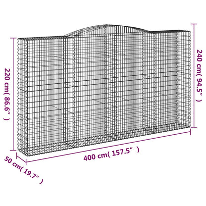 Arched Gabion Baskets 5 pcs 400x50x220/240 cm Galvanised Iron