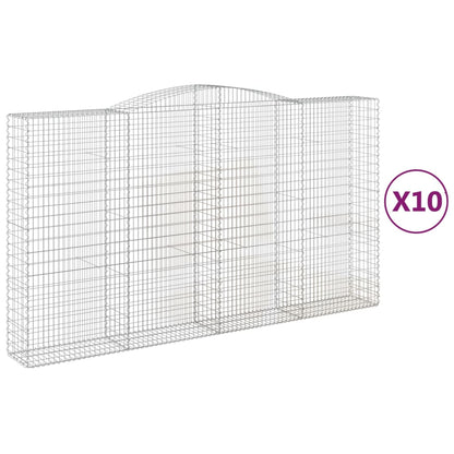 Arched Gabion Baskets 10 pcs 400x50x220/240 cm Galvanised Iron
