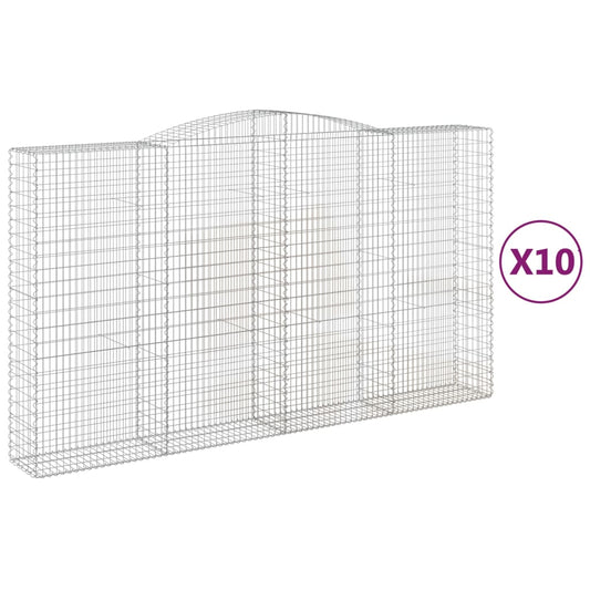 Arched Gabion Baskets 10 pcs 400x50x220/240 cm Galvanised Iron