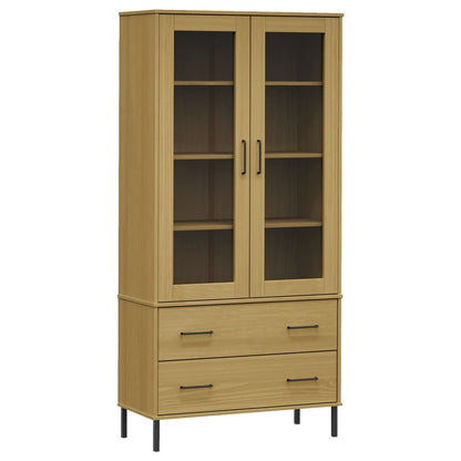 Bookcase with Metal Legs Brown 85x35x172,5 cm Solid Wood "OSLO