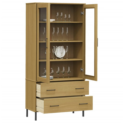 Bookcase with Metal Legs Brown 85x35x172,5 cm Solid Wood "OSLO